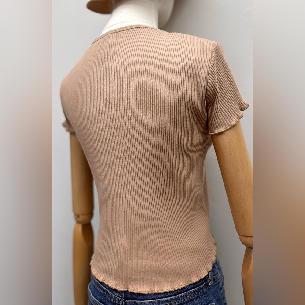 Santa Cruz Ribbed Crop Top Brown Women Size S Cotton Spandex - Picture 6 of 10